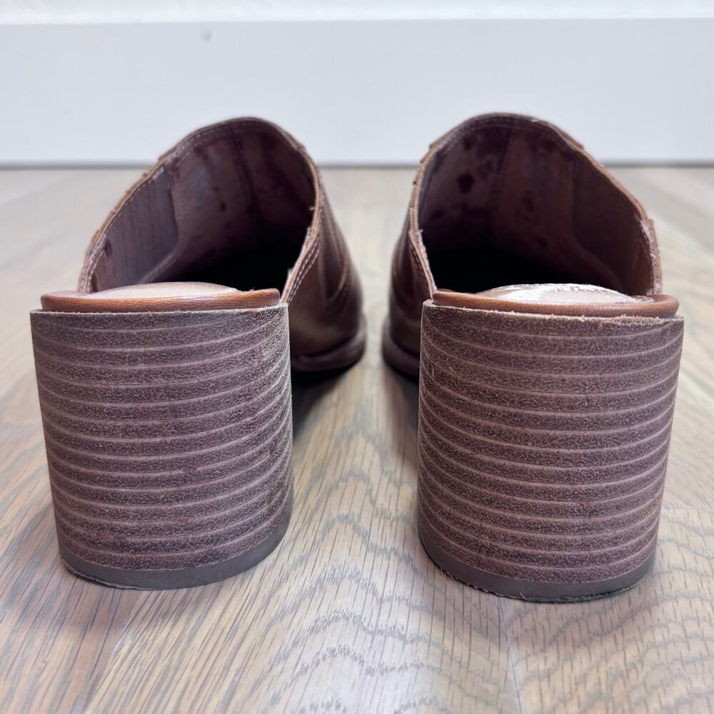 Madewell The Carey Leather Mules Slip On Block Heel Camel Brown Women Size 7.5 - Picture 5 of 10